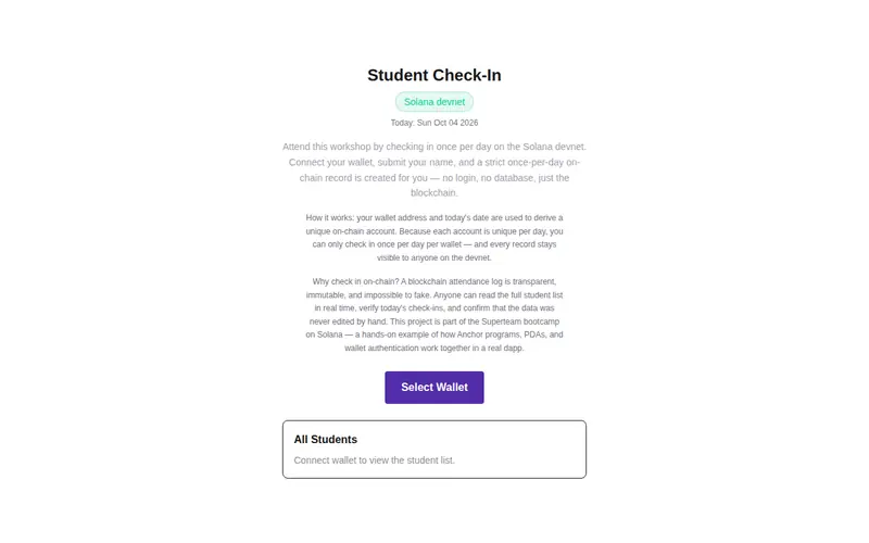 Student Check-in preview