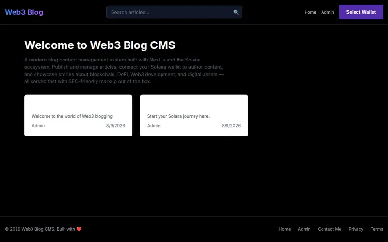 Web3 Blog CMS preview